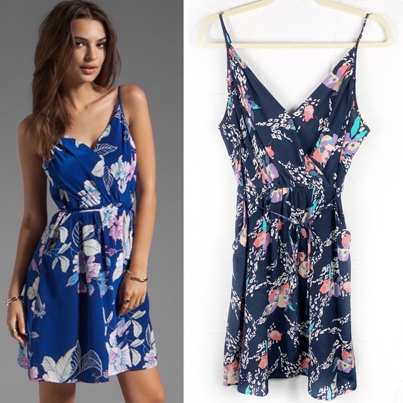 Yumi Kim Silk Navy Floral Goddess Fit &Flare Dress